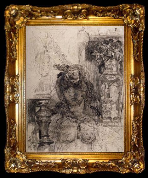 framed  James Ensor Nude at a Balustrade or Nude with Vase and Column, ta009-2